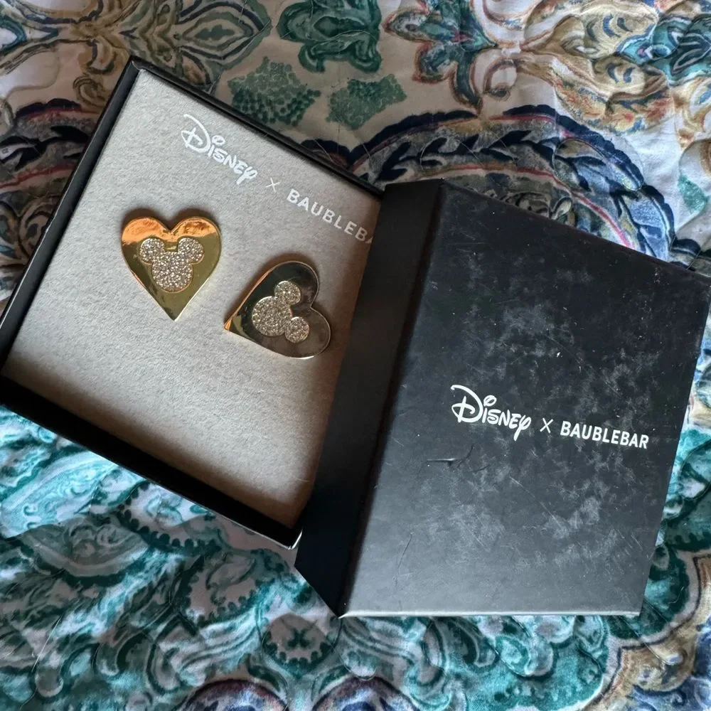 Baublebar Gold Heart Mickey Head Earrings